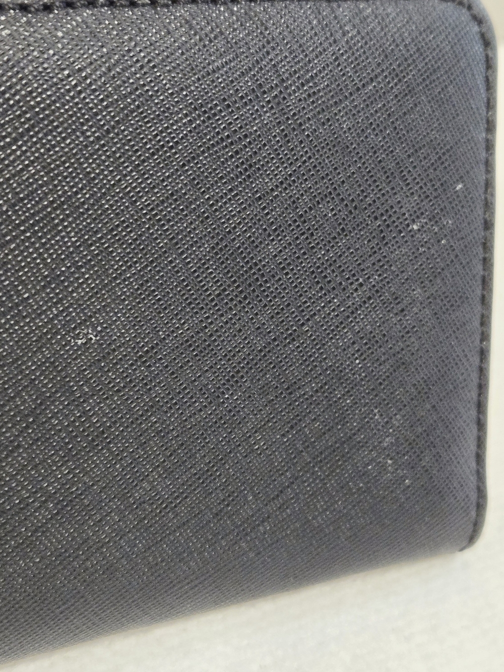henri bendel Black Saffiano Bi-fold Zip Wallet With Purple Interior - Picture 15 of 15
